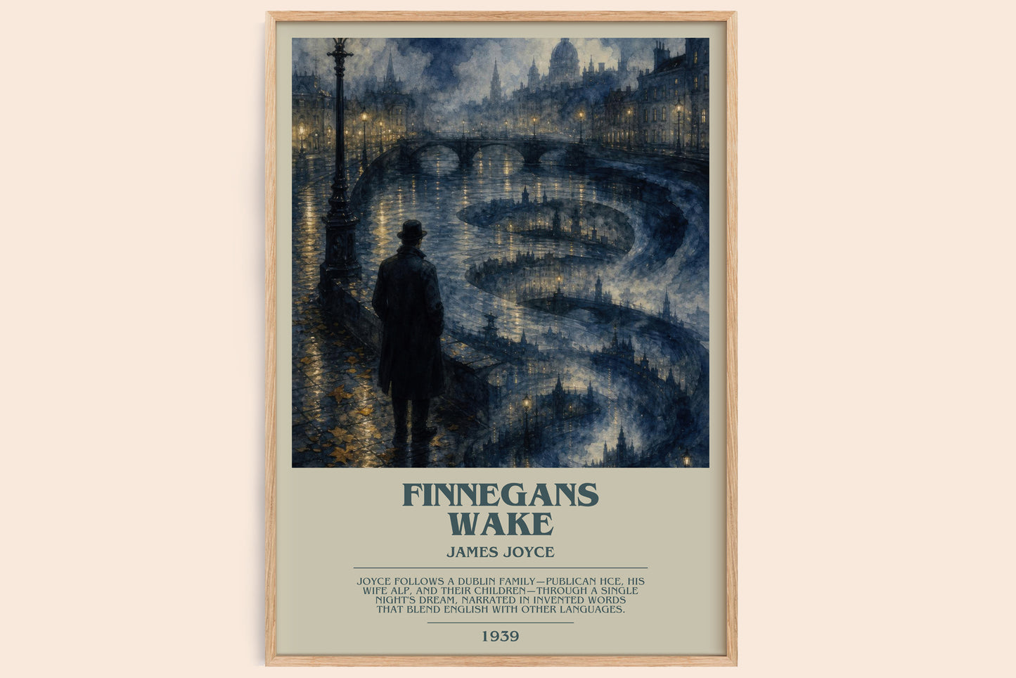 Finnegans Wake bookish book poster by James Joyce – framed literary art print