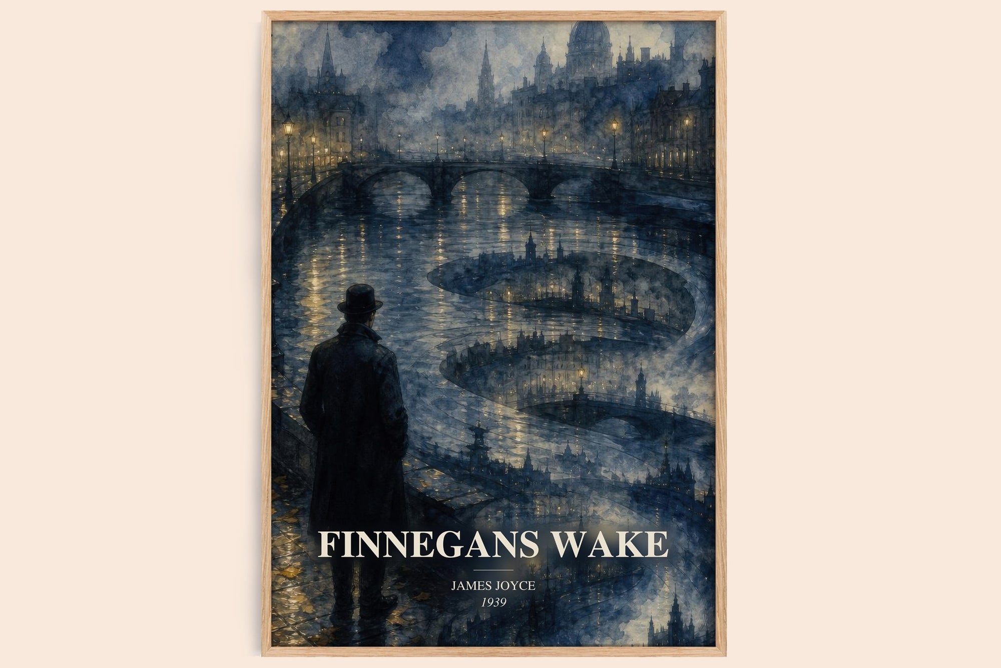 Finnegans Wake watercolour book poster by James Joyce – framed literary art print