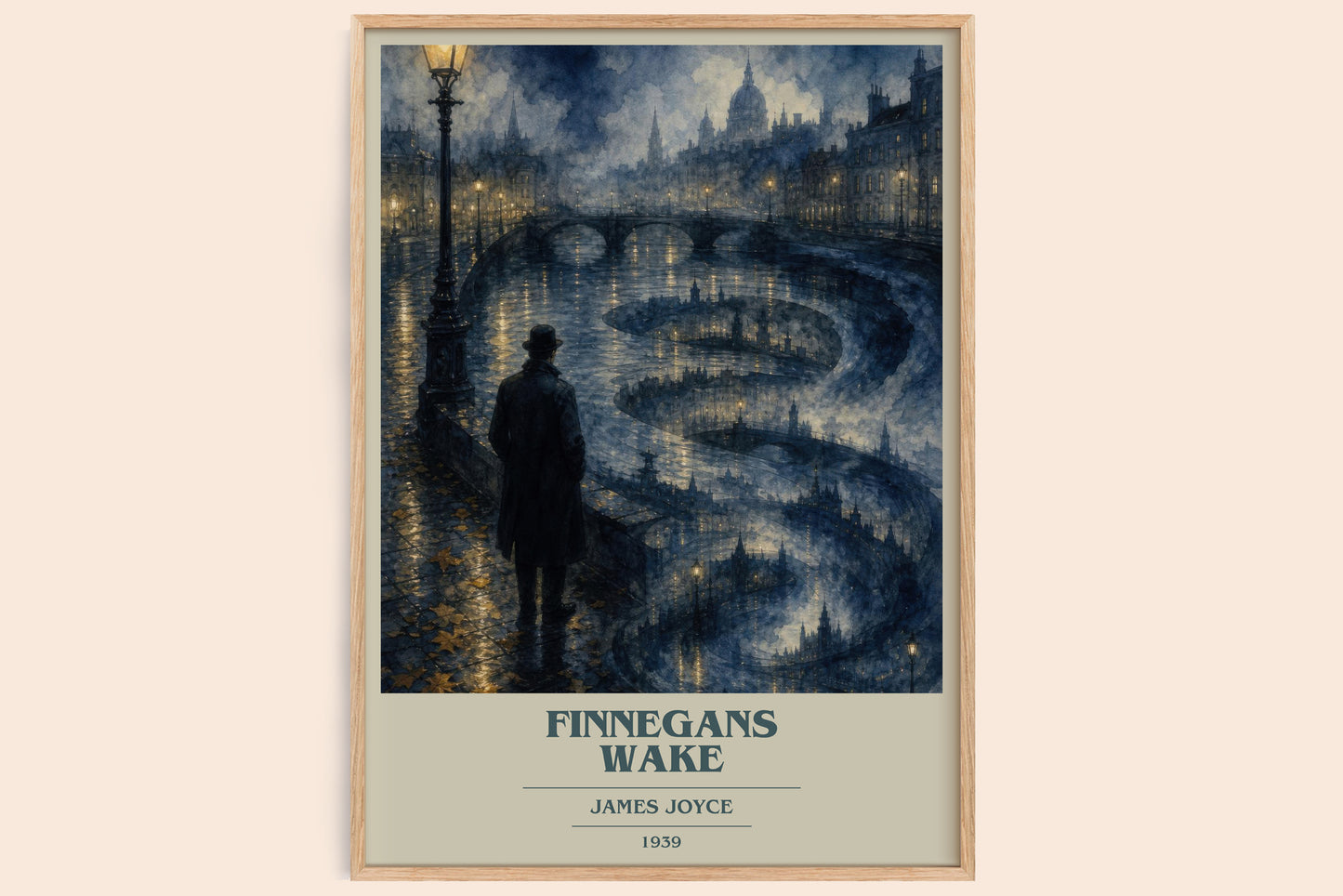 Finnegans Wake book cover book poster by James Joyce – framed literary art print