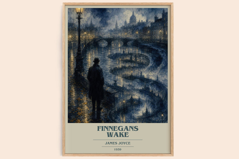 Finnegans Wake book cover book poster by James Joyce – framed literary art print
