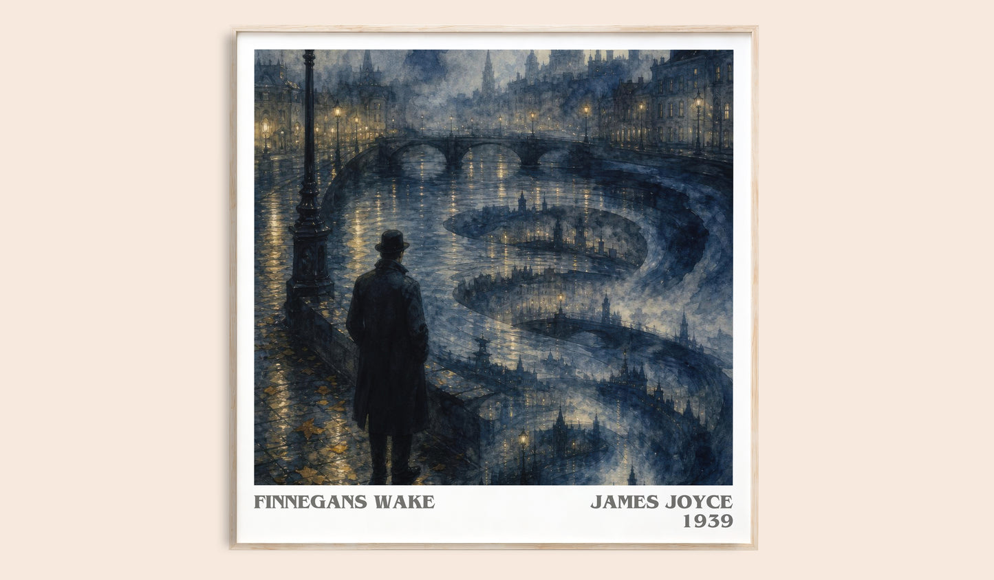 Finnegans Wake literary book poster by James Joyce – framed literary art print