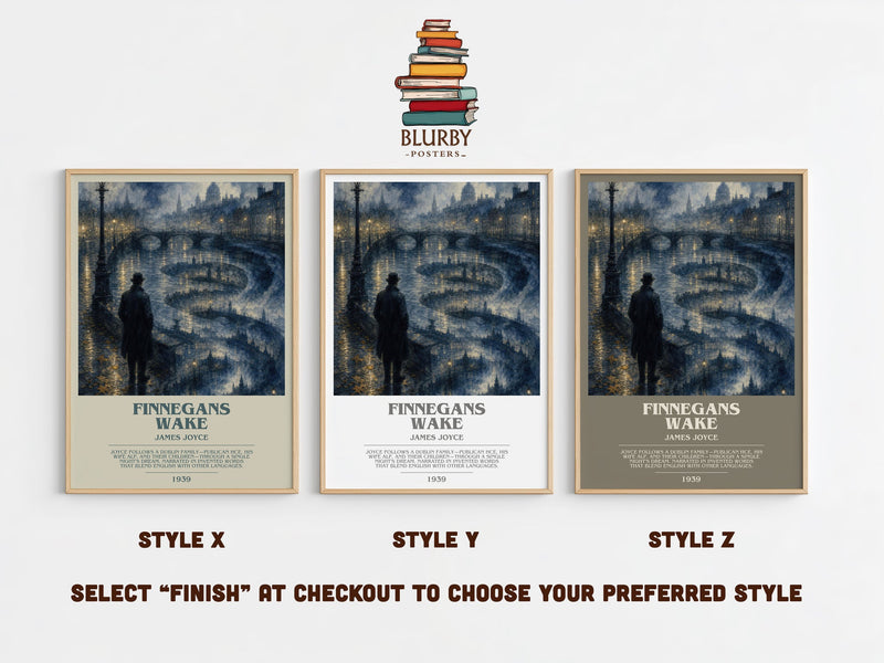 Finnegans Wake bookish print in frame leaning in hallway – literary fiction wall art