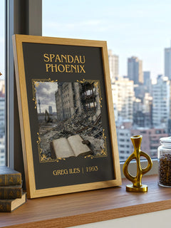 Spandau Phoenix Classic Book Art Print by Greg Iles – framed print on a city-view windowsill