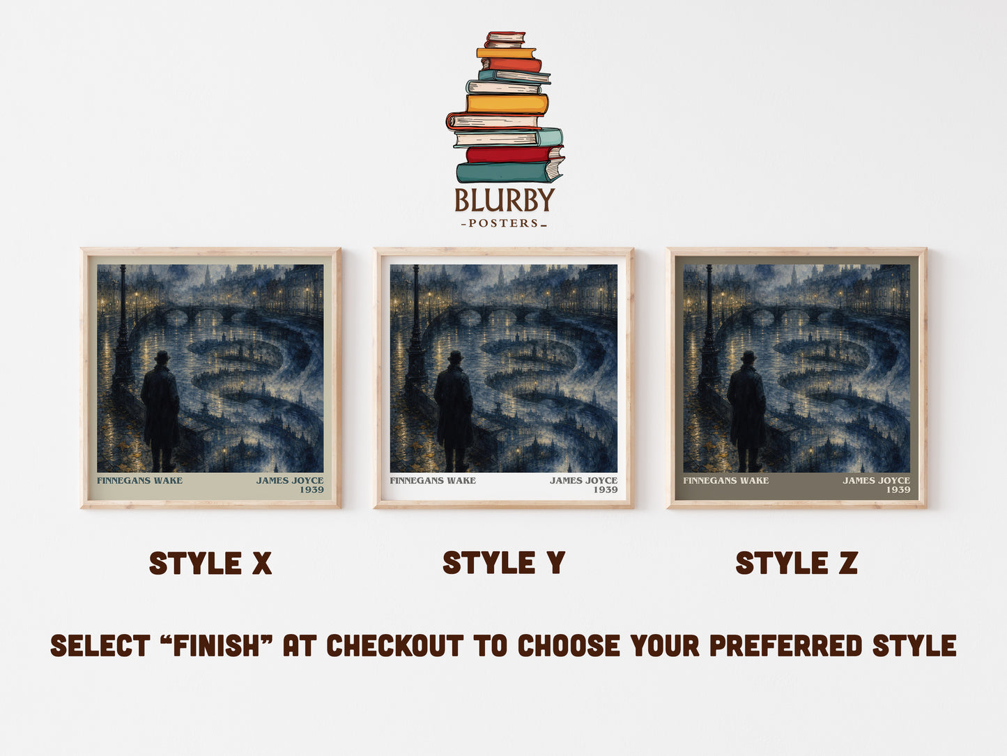 Finnegans Wake literary print in frame leaning in hallway – literary fiction wall art