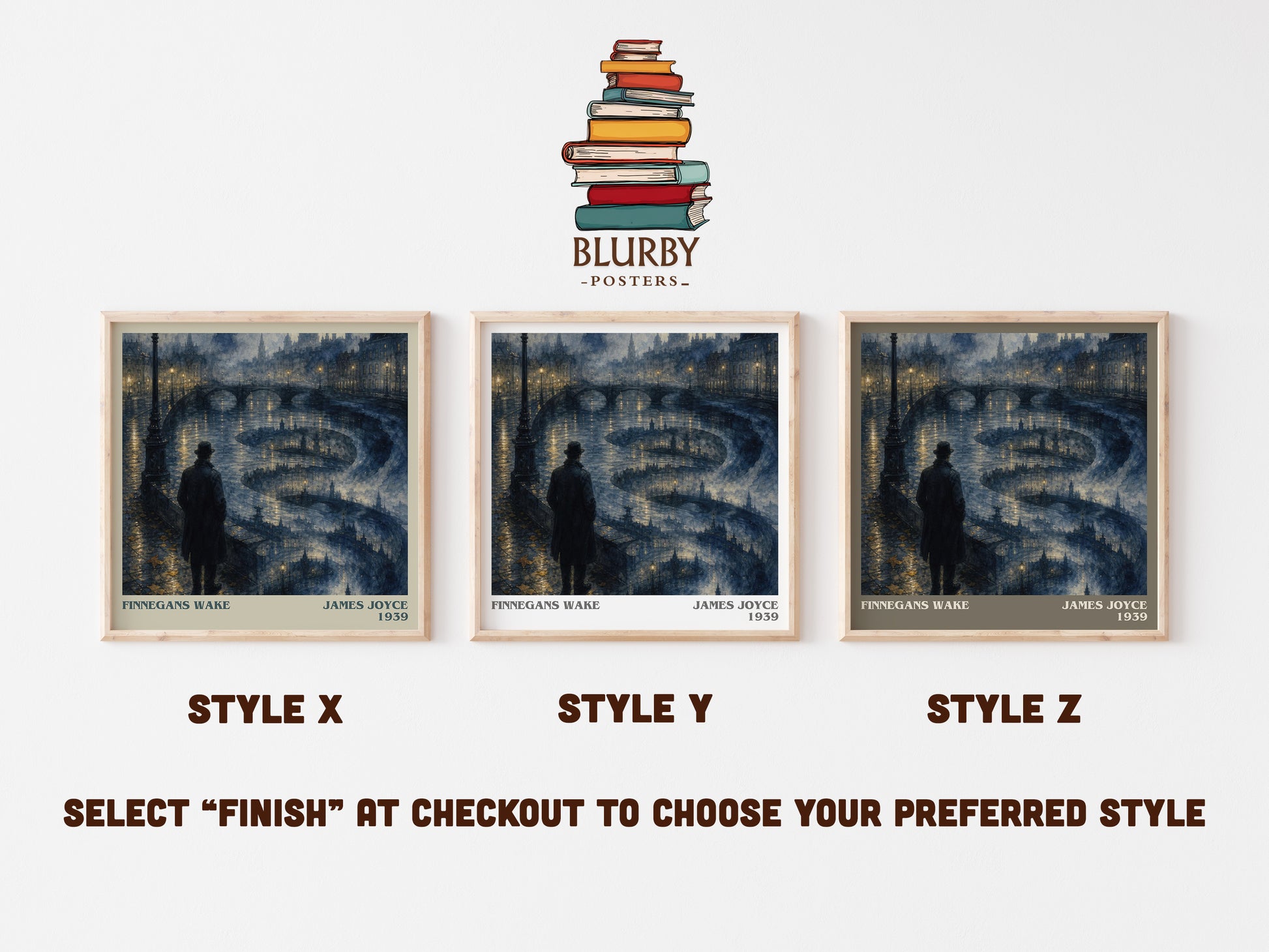 Finnegans Wake literary print in frame leaning in hallway – literary fiction wall art