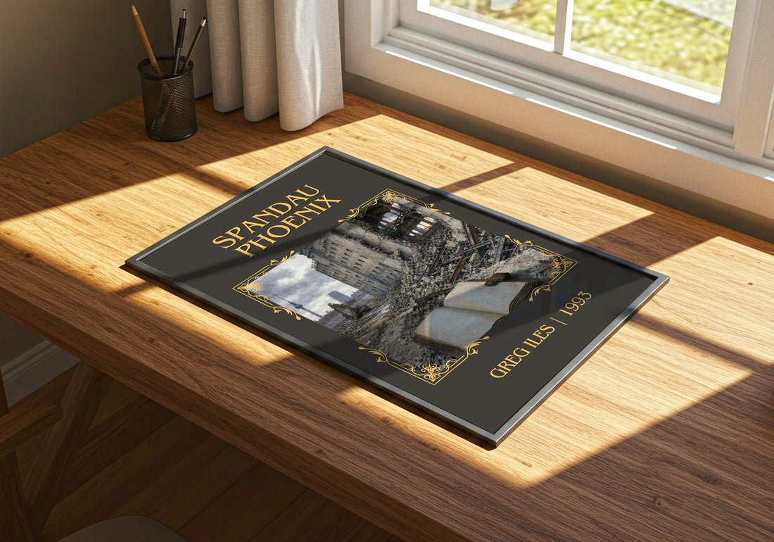 Spandau Phoenix Classic Book Art Print by Greg Iles – print on a sunlit desk