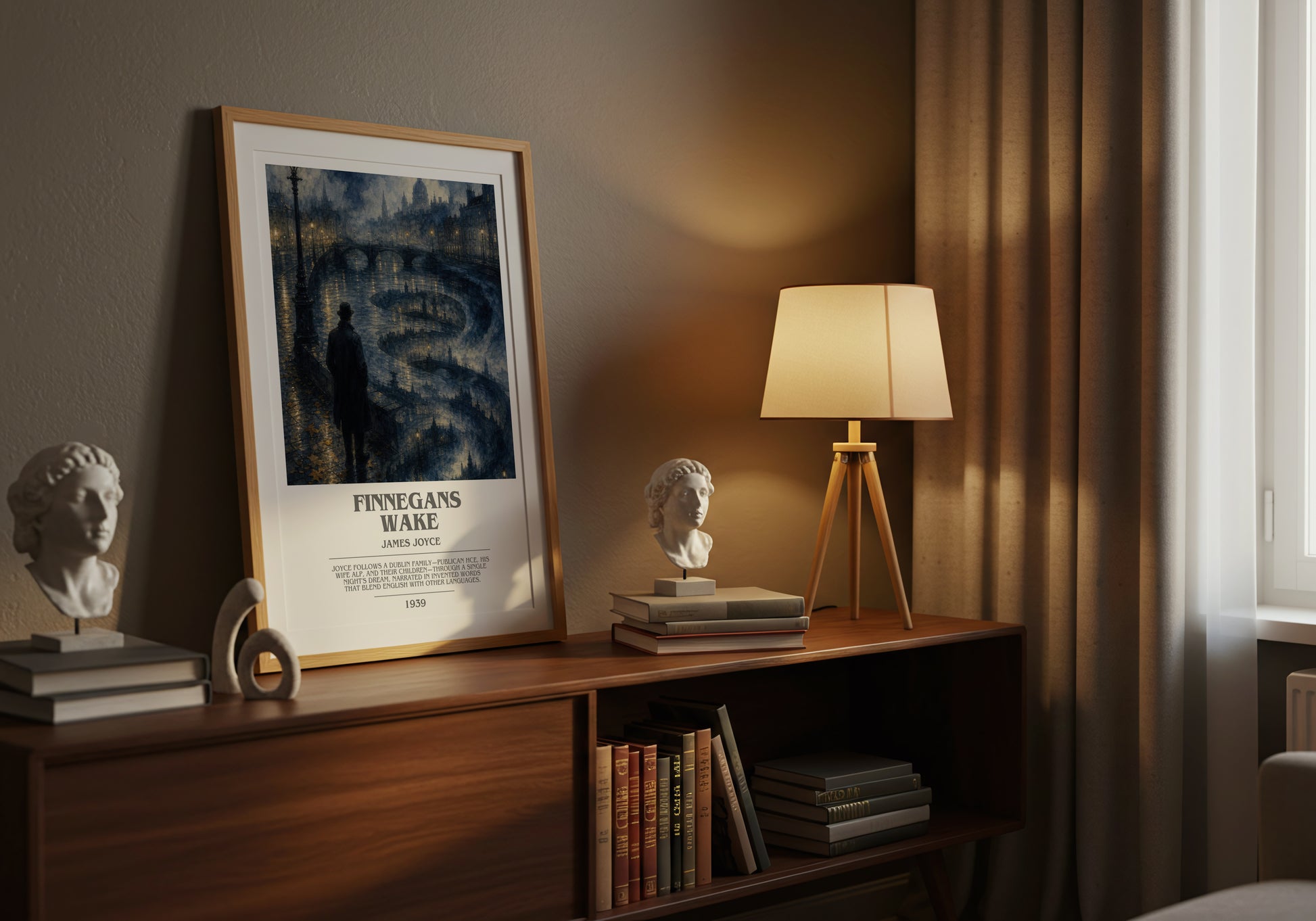 Finnegans Wake bookish book poster framed on wall – literary fiction wall art