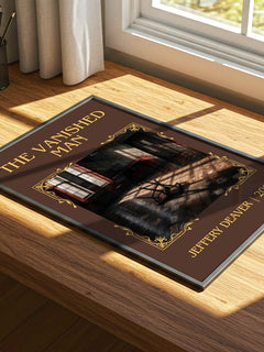 The Vanished Man Classic Book Art Print by Jeffery Deaver – print on a sunlit desk