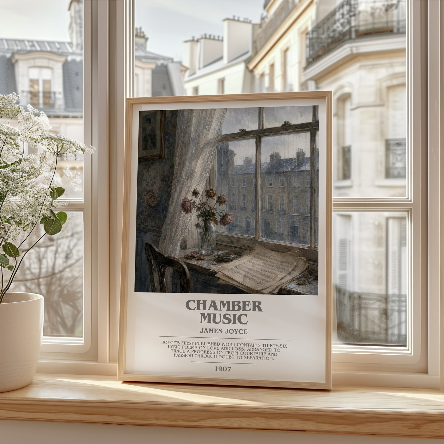 Chamber Music bookish poster colour and style options – James Joyce book art