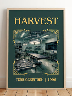 Harvest Classic Book Art Print by Tess Gerritsen – framed print leaning on a wooden floor