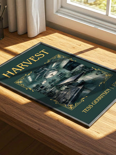 Harvest Classic Book Art Print by Tess Gerritsen – print on a sunlit desk