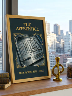 The Apprentice Classic Book Art Print by Tess Gerritsen – framed print on a city-view windowsill