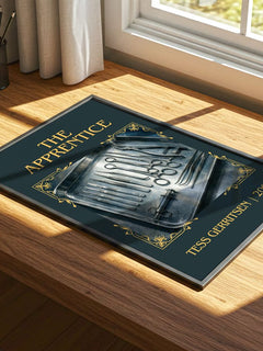 The Apprentice Classic Book Art Print by Tess Gerritsen – print on a sunlit desk