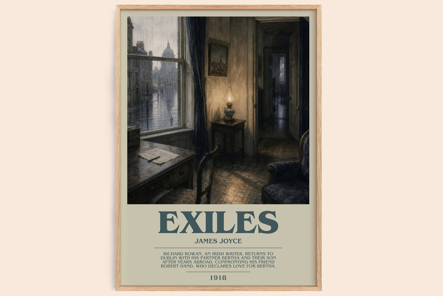 Exiles bookish book poster by James Joyce – framed literary art print
