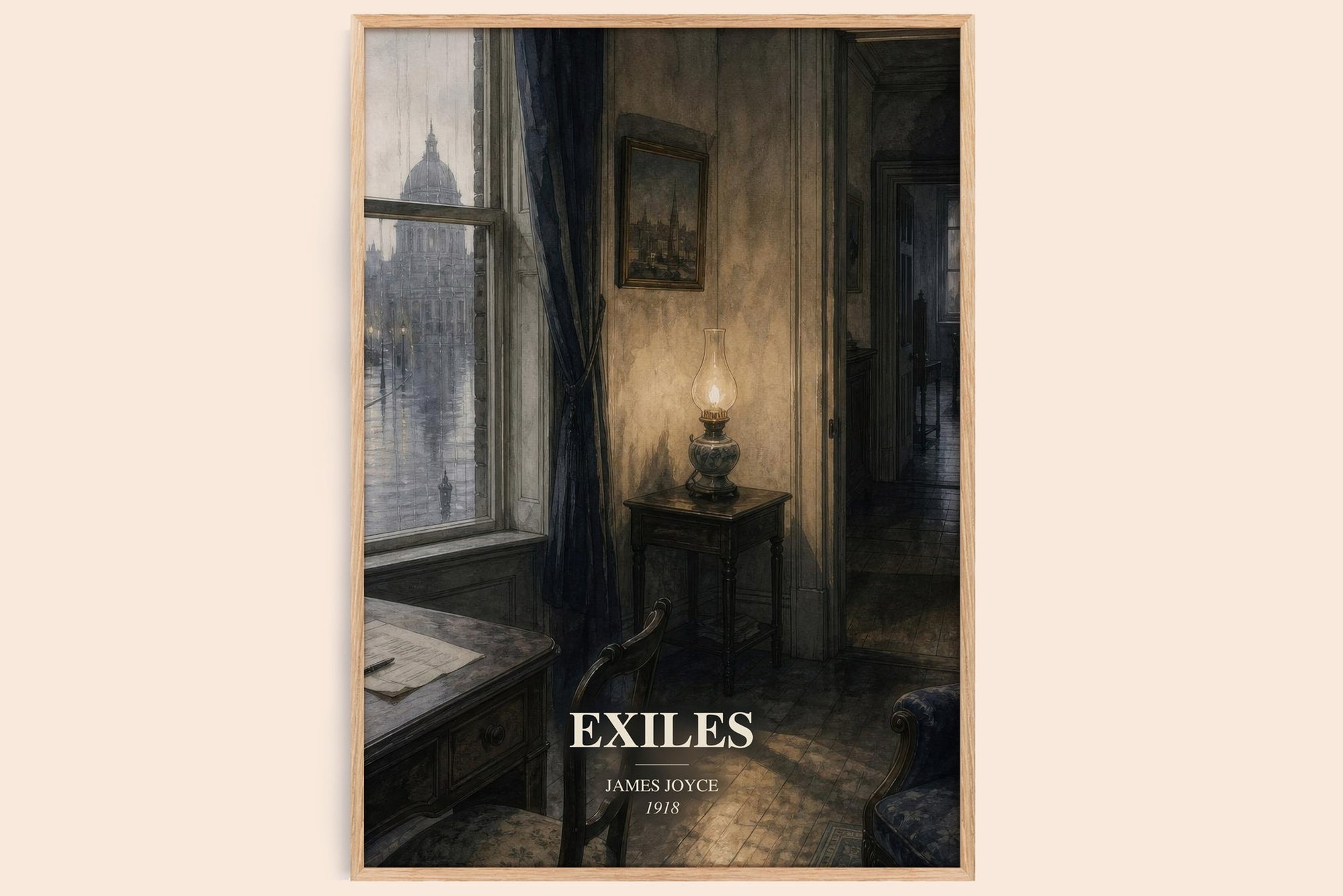 Exiles watercolour book poster by James Joyce – framed literary art print