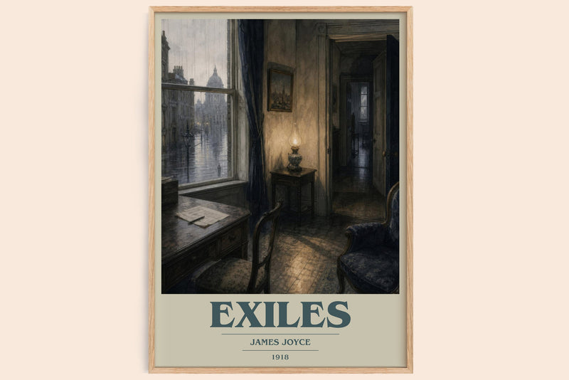 Exiles book cover book poster by James Joyce – framed literary art print