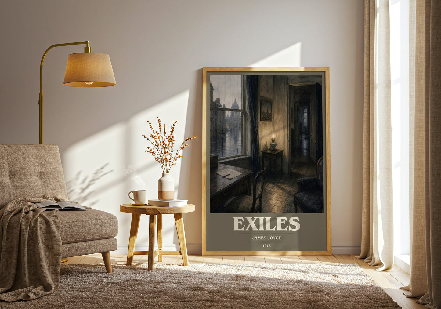 Exiles book cover print on bookshelf – James Joyce fan gift