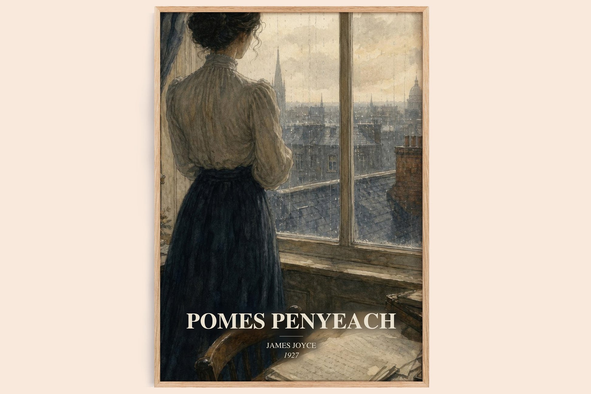 Pomes Penyeach watercolour book poster by James Joyce – framed literary art print
