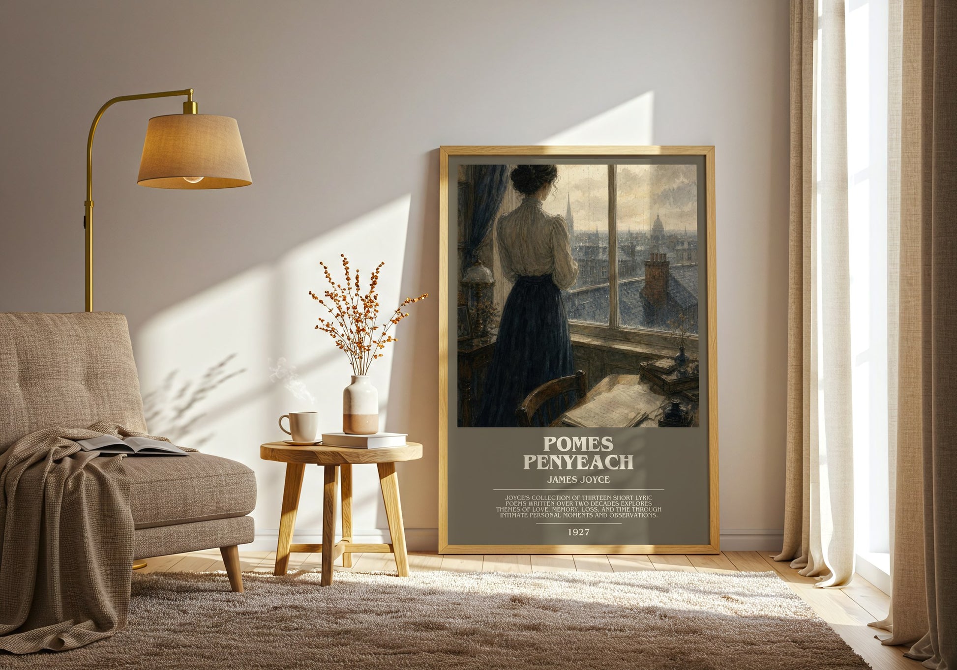 Pomes Penyeach bookish print on bookshelf – James Joyce fan gift