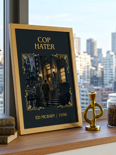 Cop Hater Classic Book Art Print by Ed McBain – framed print on a city-view windowsill