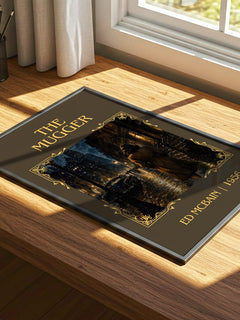 The Mugger Classic Book Art Print by Ed McBain – print on a sunlit desk