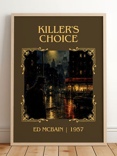 Killer's Choice Classic Book Art Print by Ed McBain – framed print leaning on a wooden floor