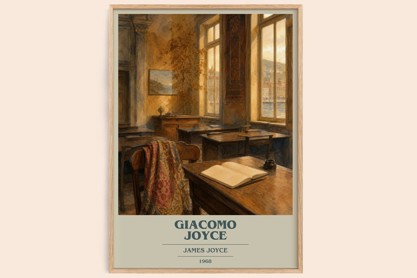 Giacomo Joyce book cover book poster by James Joyce – framed literary art print