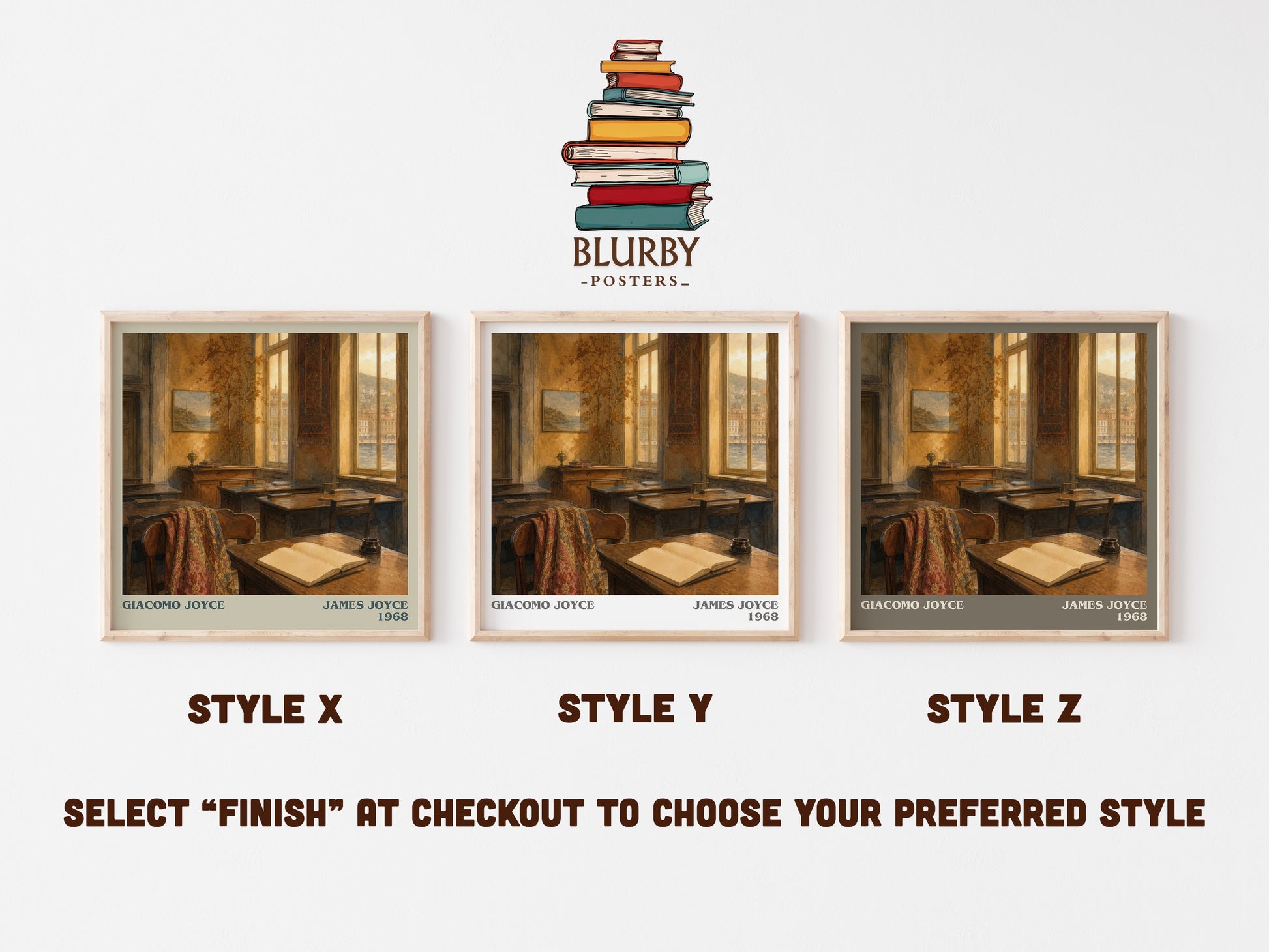 Giacomo Joyce literary print in frame leaning in hallway – literary fiction wall art