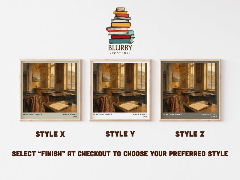 Giacomo Joyce literary print in frame leaning in hallway – literary fiction wall art