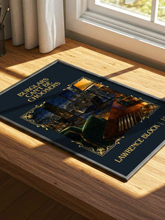 Burglars Can't Be Choosers Classic Book Art Print by Lawrence Block – print on a sunlit desk