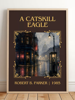 A Catskill Eagle Classic Book Art Print by Robert B. Parker – framed print leaning on a wooden floor