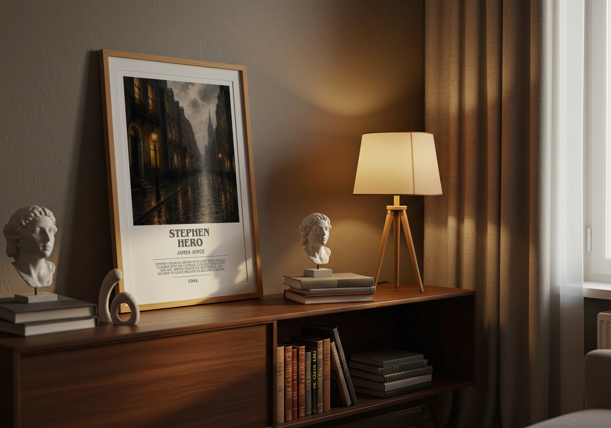 Stephen Hero bookish book poster framed on wall – coming of age wall art