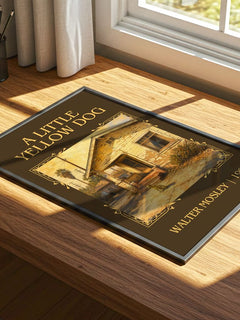 A Little Yellow Dog Classic Book Art Print by Walter Mosley – print on a sunlit desk