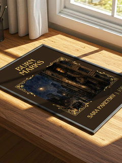 Burn Marks Classic Book Art Print by Sara Paretsky – print on a sunlit desk