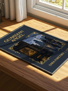 Guardian Angel Classic Book Art Print by Sara Paretsky – print on a sunlit desk
