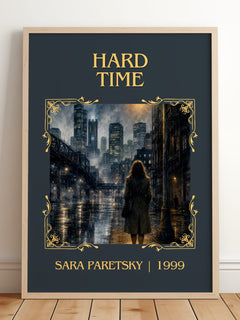 Hard Time Classic Book Art Print by Sara Paretsky – framed print leaning on a wooden floor