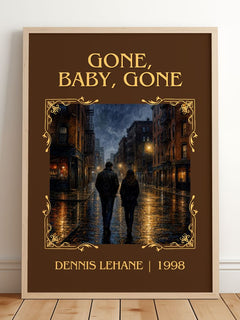 Gone, Baby, Gone Classic Book Art Print by Dennis Lehane – framed print leaning on a wooden floor