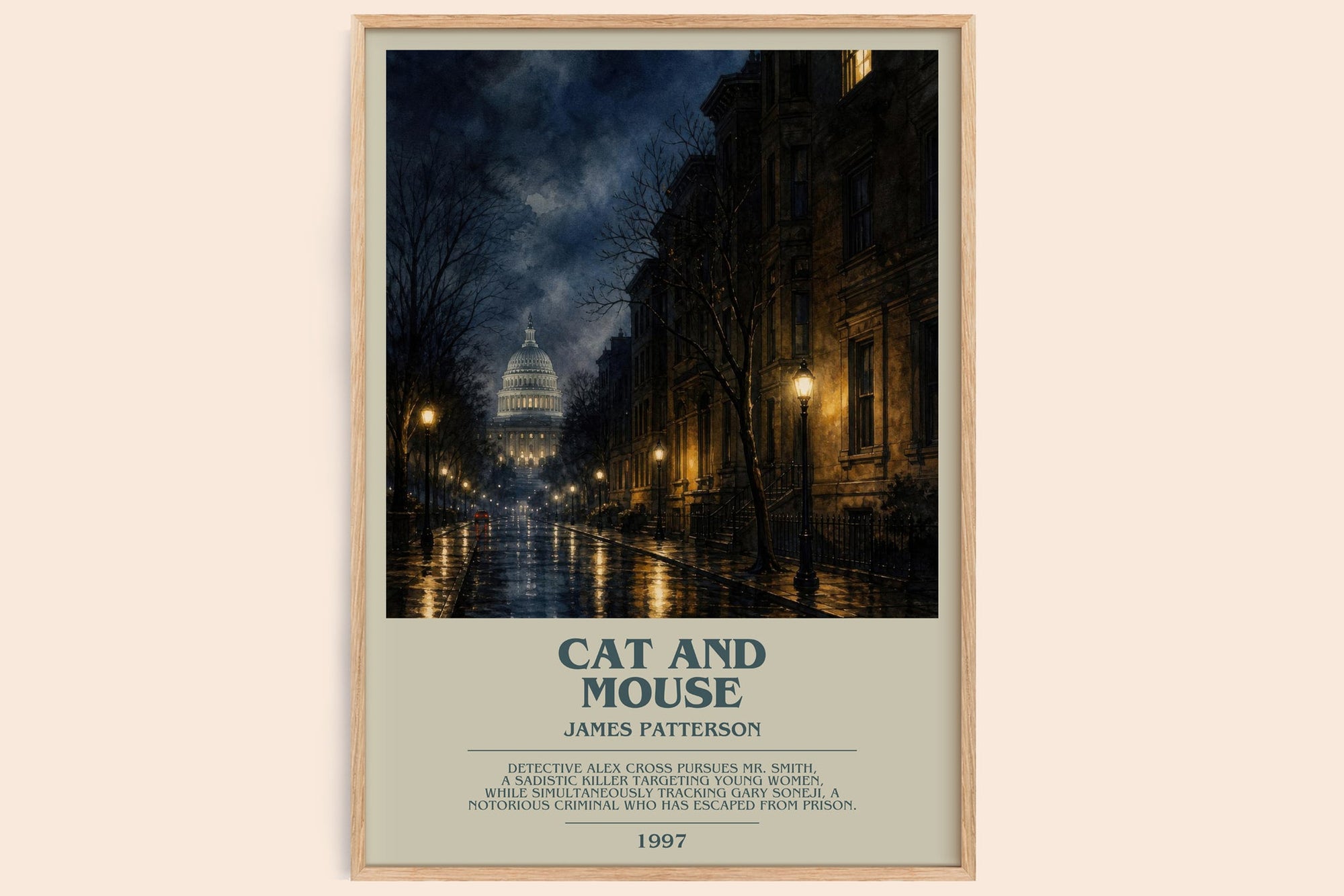 Cat And Mouse bookish book poster by James Patterson – framed literary art print