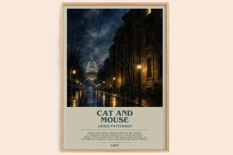 Cat And Mouse bookish book poster by James Patterson – framed literary art print