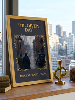 The Given Day Classic Book Art Print by Dennis Lehane – framed print on a city-view windowsill