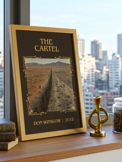The Cartel Classic Book Art Print by Don Winslow – framed print on a city-view windowsill