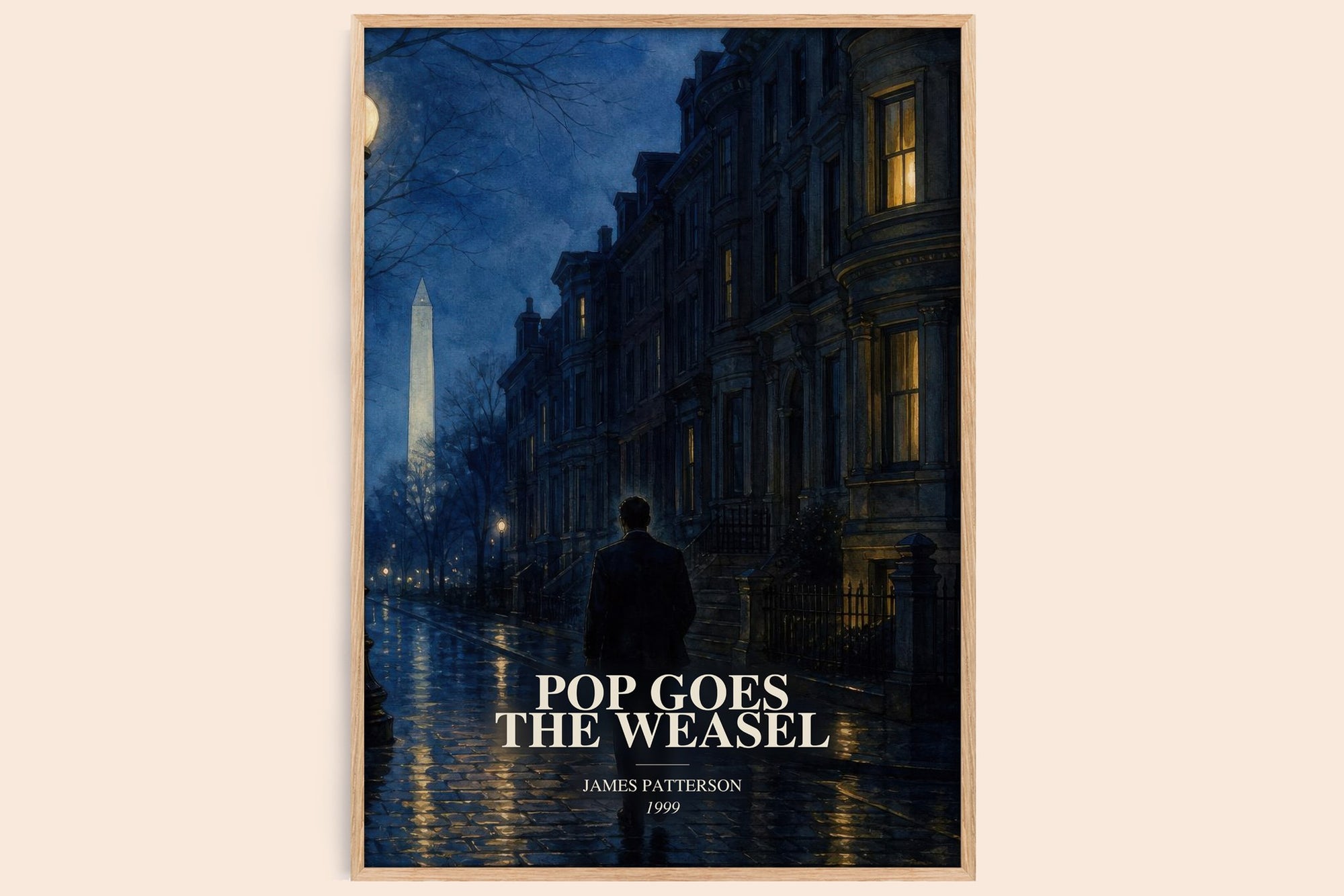 Pop Goes The Weasel watercolour book poster by James Patterson – framed literary art print