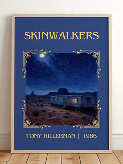 Skinwalkers Classic Book Art Print by Tony Hillerman – framed print leaning on a wooden floor