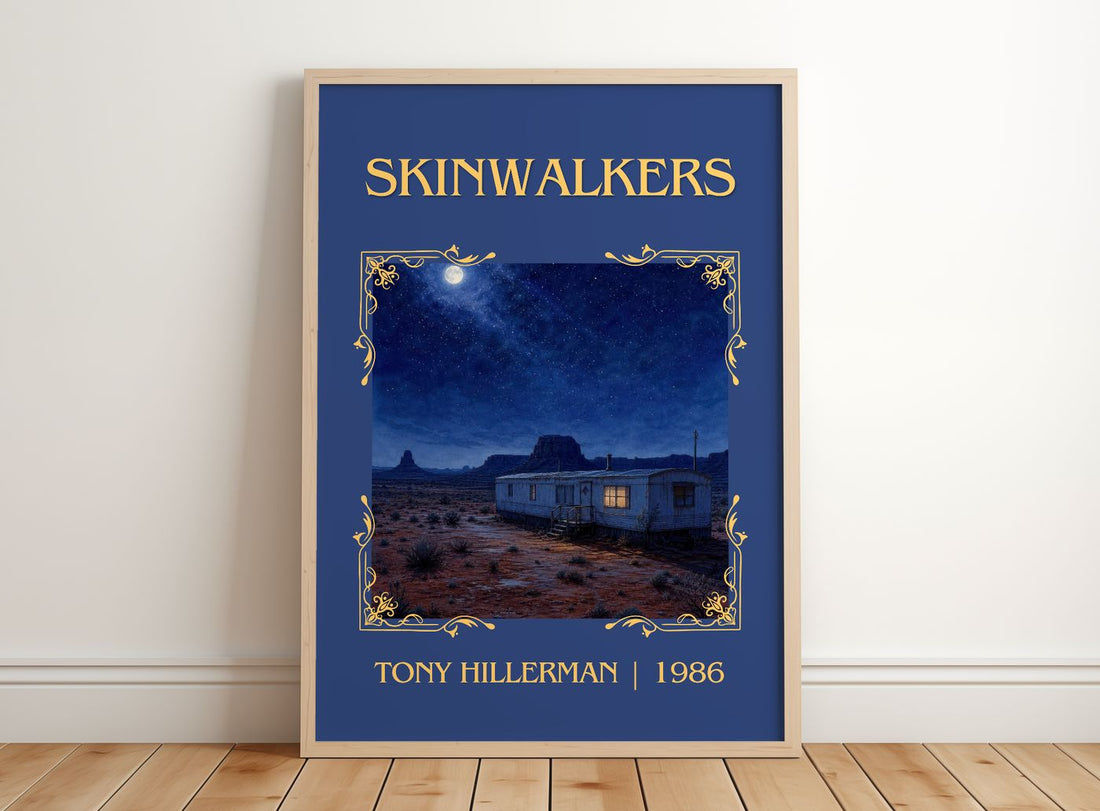 Skinwalkers Classic Book Art Print by Tony Hillerman – framed print leaning on a wooden floor