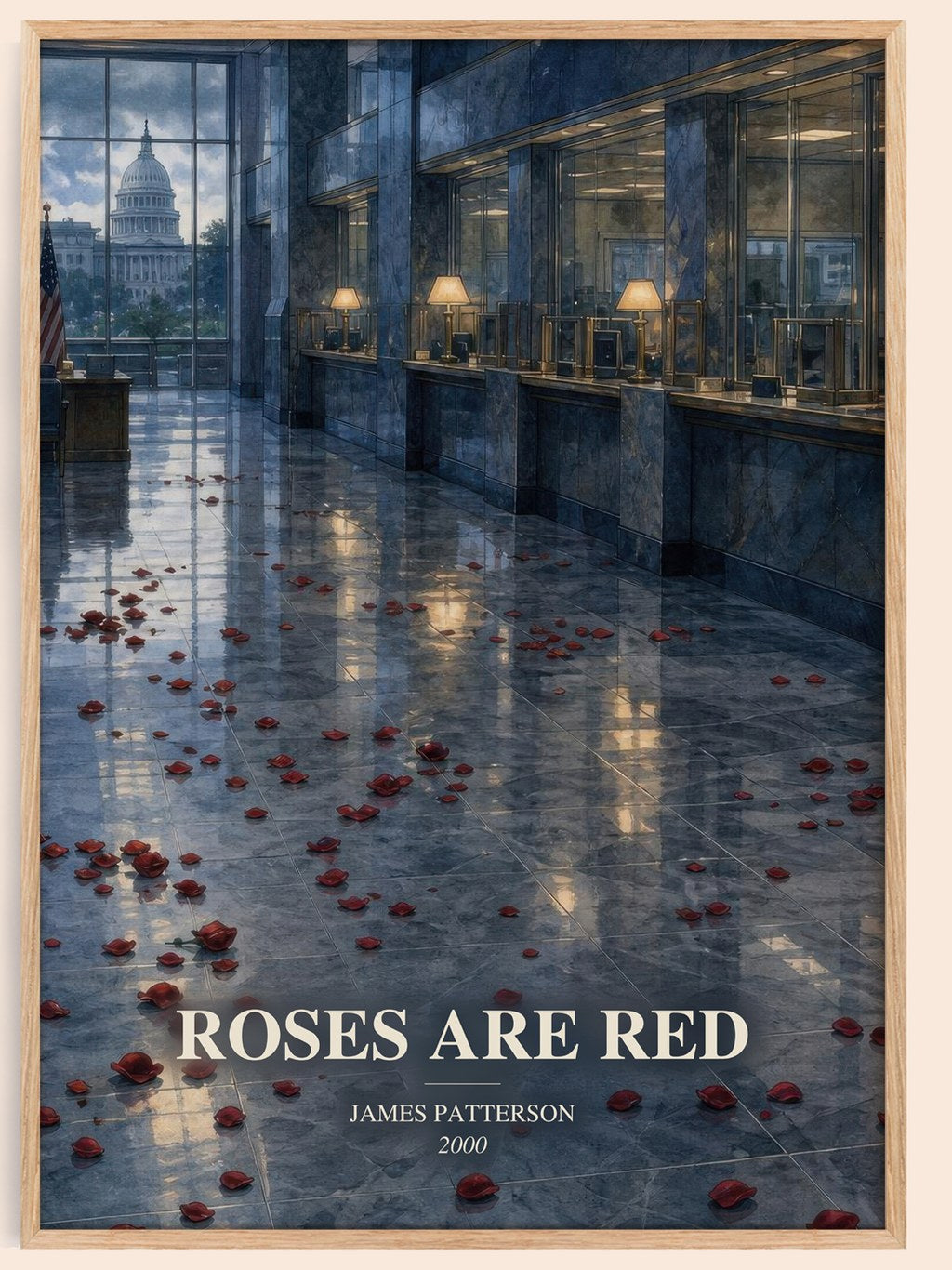 Roses Are Red watercolour book poster by James Patterson – framed literary art print