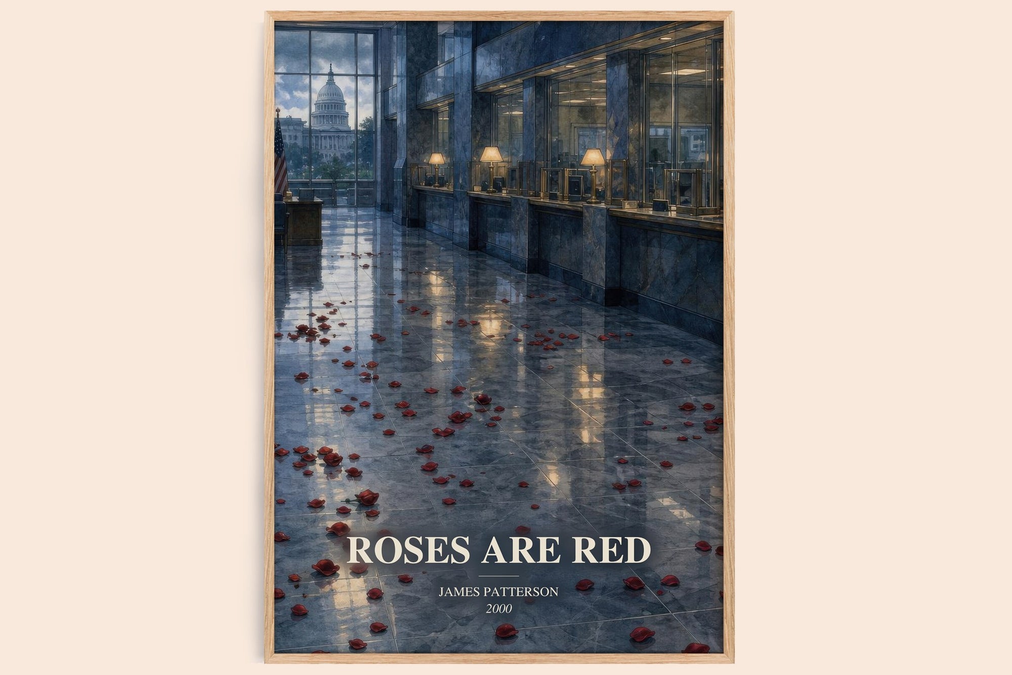 Roses Are Red watercolour book poster by James Patterson – framed literary art print