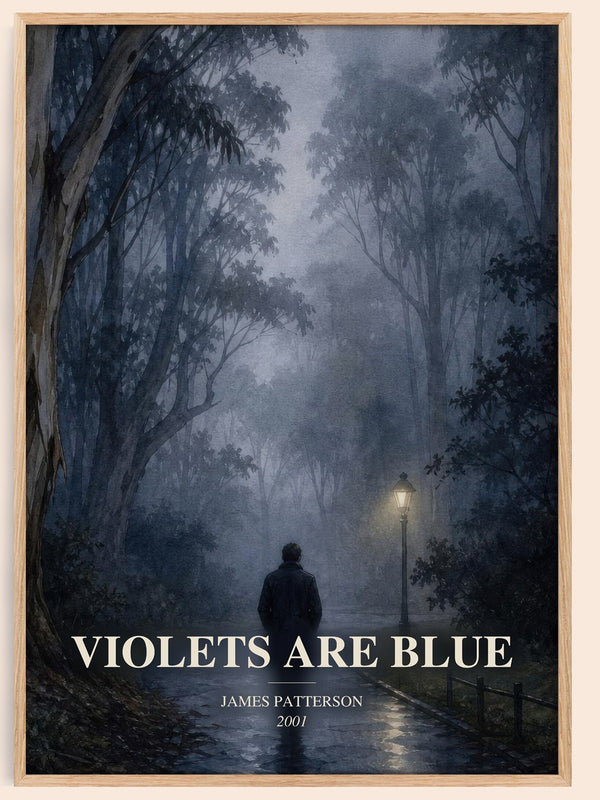 Violets Are Blue watercolour book poster by James Patterson – framed literary art print