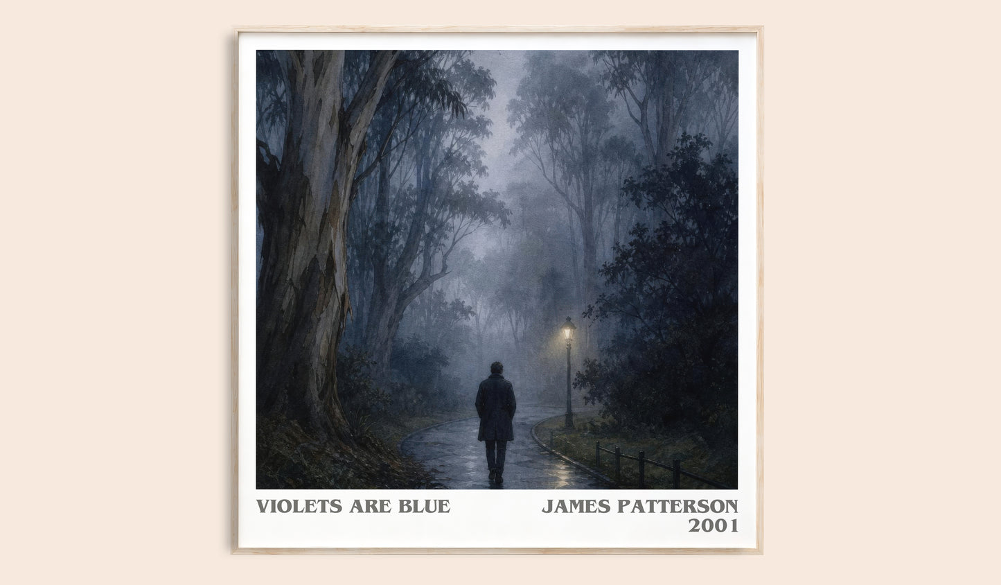Violets Are Blue literary book poster by James Patterson – framed literary art print