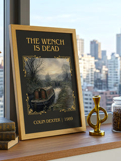The Wench Is Dead Classic Book Art Print by Colin Dexter – framed print on a city-view windowsill