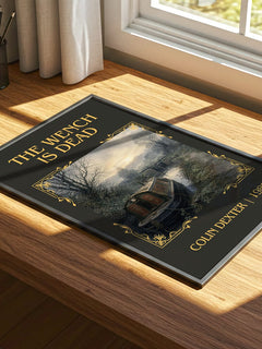 The Wench Is Dead Classic Book Art Print by Colin Dexter – print on a sunlit desk